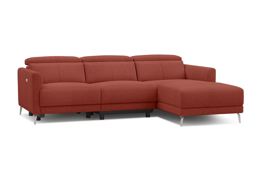 Valencia Andria Modern Right Hand Facing Fabric Reclining Sectional Sofa, Red