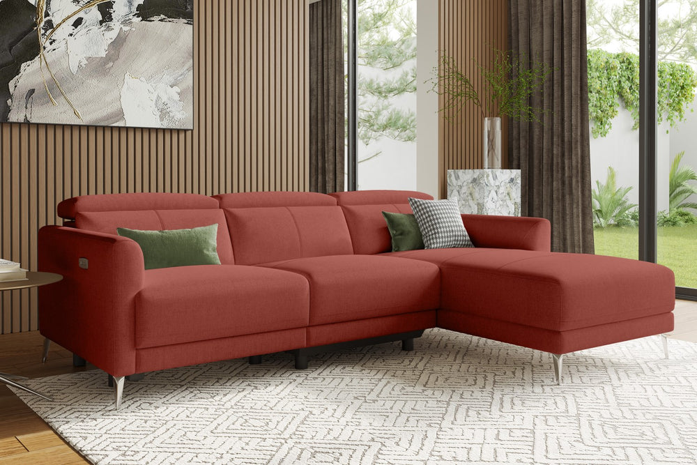 Valencia Andria Modern Right Hand Facing Fabric Reclining Sectional Sofa, Red