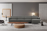 Valencia Andria Modern Top Grain Leather Reclining Sectional Four Seats with Right Chaise Sofa, Grey