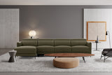 Valencia Andria Modern Top Grain Leather Reclining Sectional Four Seats with Left Chaise Sofa, Dark Green Color