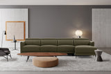 Valencia Andria Modern Top Grain Leather Reclining Sectional Four Seats with Right Chaise Sofa, Dark Green Color
