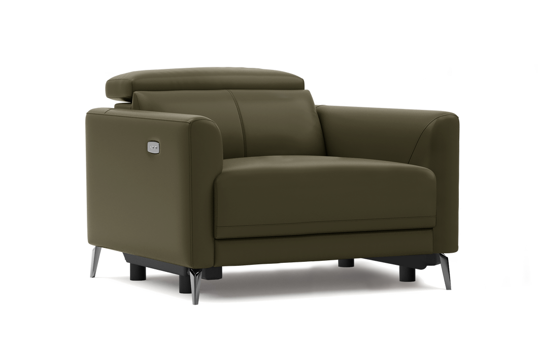 Valencia Andria Modern Top Grain Leather Recliner Chair, Dark Green Color