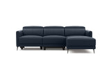 Valencia Andria Modern Right Hand Facing Top Grain Leather Reclining Sectional Sofa, Blue Color