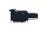 Valencia Andria Modern Right Hand Facing Top Grain Leather Reclining Sectional Sofa, Blue Color