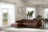 Valencia Andria Modern Left Hand Facing Top Grain Leather Reclining Sectional Sofa, Chocolate