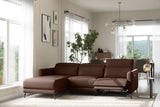 Valencia Andria Modern Left Hand Facing Top Grain Leather Reclining Sectional Sofa, Chocolate