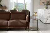 Valencia Andria Modern Left Hand Facing Top Grain Leather Reclining Sectional Sofa, Chocolate