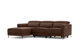 Valencia Andria Modern Left Hand Facing Top Grain Leather Reclining Sectional Sofa, Chocolate