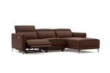 Valencia Andria Modern Right Hand Facing Top Grain Leather Reclining Sectional Sofa, Chocolate
