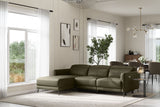 Valencia Andria Modern Left Hand Facing Top Grain Leather Reclining Sectional Sofa, Dark Green Color