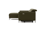 Valencia Andria Modern Left Hand Facing Top Grain Leather Reclining Sectional Sofa, Dark Green Color