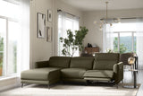 Valencia Andria Modern Left Hand Facing Top Grain Leather Reclining Sectional Sofa, Dark Green Color