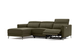 Valencia Andria Modern Left Hand Facing Top Grain Leather Reclining Sectional Sofa, Dark Green Color