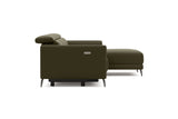 Valencia Andria Modern Right Hand Facing Top Grain Leather Reclining Sectional Sofa, Dark Green Color