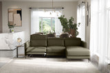 Valencia Andria Modern Right Hand Facing Top Grain Leather Reclining Sectional Sofa, Dark Green Color