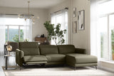 Valencia Andria Modern Right Hand Facing Top Grain Leather Reclining Sectional Sofa, Dark Green Color