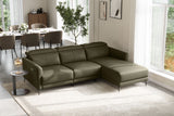 Valencia Andria Modern Right Hand Facing Top Grain Leather Reclining Sectional Sofa, Dark Green Color