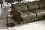 Valencia Andria Modern Right Hand Facing Top Grain Leather Reclining Sectional Sofa, Dark Green Color