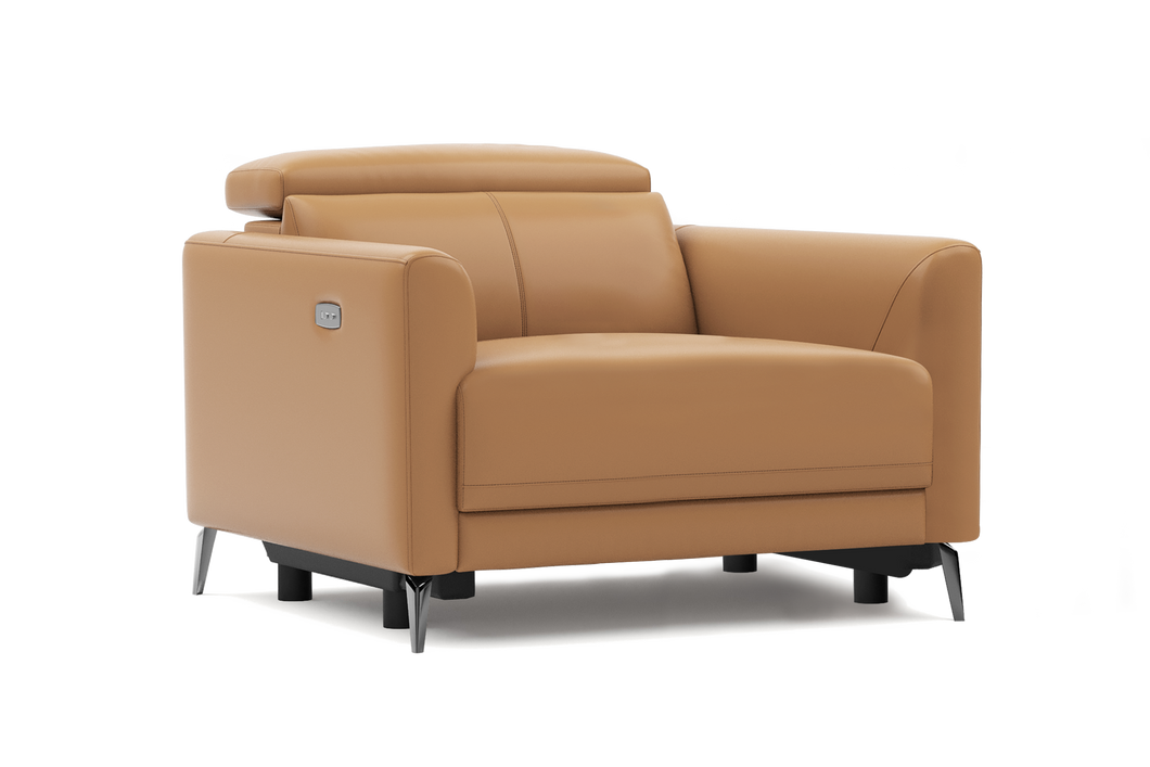 Valencia Andria Modern Top Grain Leather Recliner Chair, Tan Color
