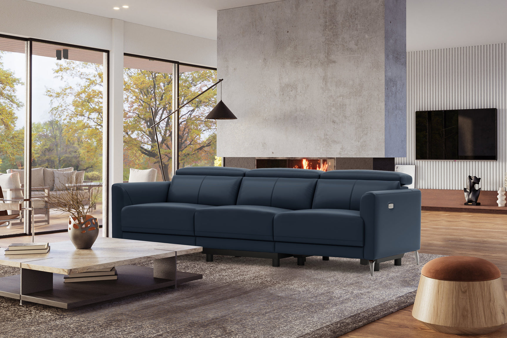 Andria Leather Reclining Sofa