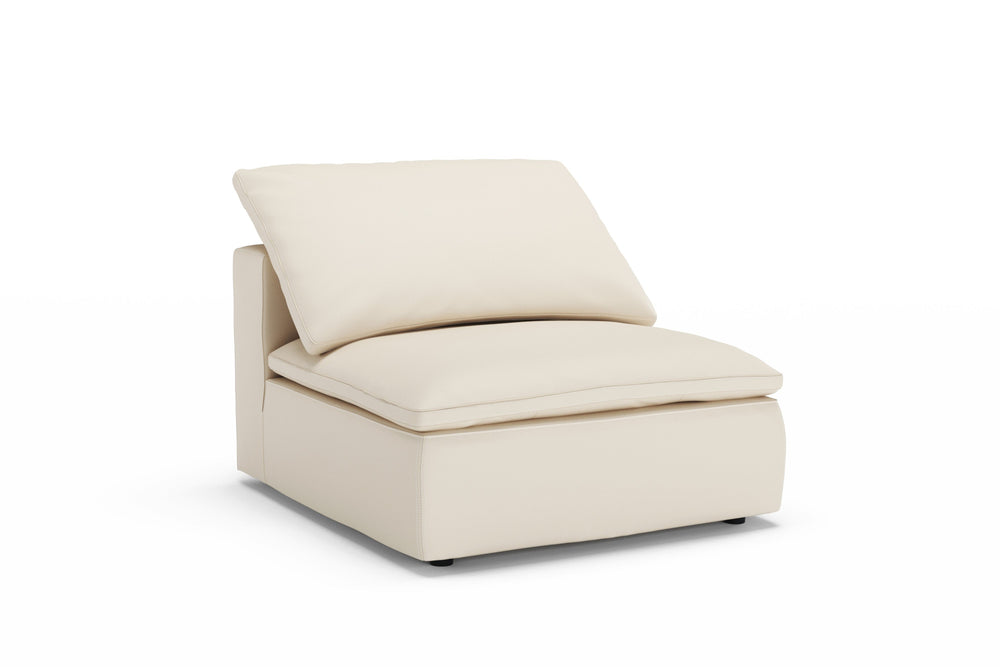 Valencia Claire Full-Aniline Leather Three Seats with 3 Ottomans Cloud Feel Sofa, Beige