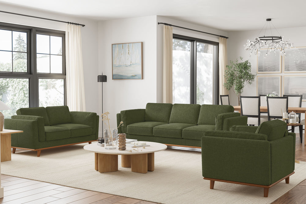 Valencia Artisan Swiss Linen Three Seat Sofa, Olio Green