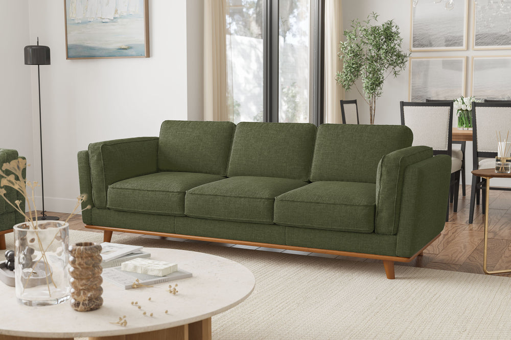 Valencia Artisan Swiss Linen Three Seat Sofa, Olio Green