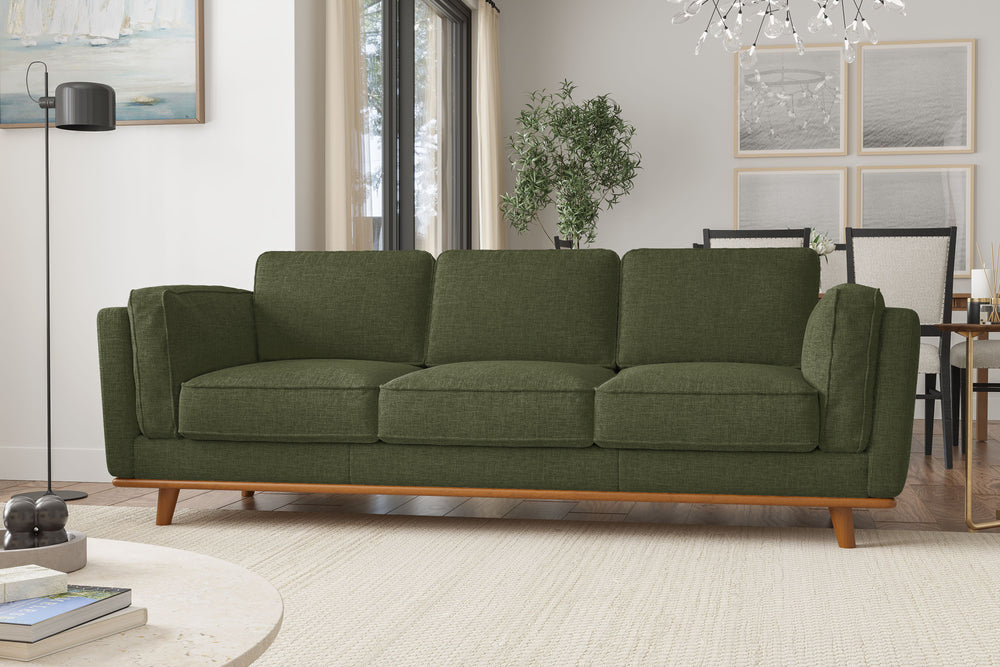 Valencia Artisan Swiss Linen Three Seat Sofa, Olio Green