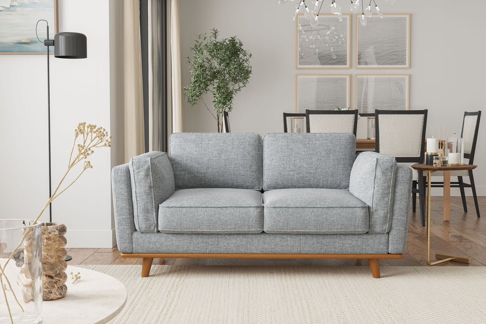 Valencia Artisan Swiss Linen Loveseat Sofa, Grey Color