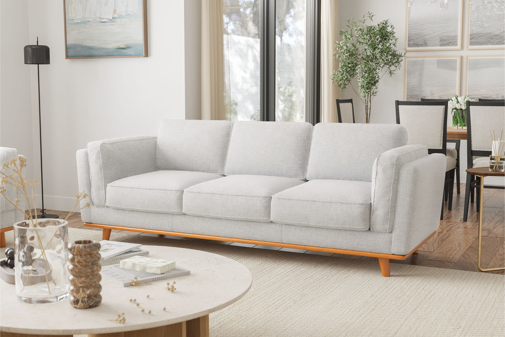 Valencia Artisan Swiss Linen Three Seat Sofa, White