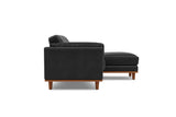 Valencia Artisan Top Grain Leather Three Seats with Right Chaise Leather Sofa, Black Color