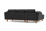 Valencia Artisan Top Grain Leather Three Seats with Left Chaise Leather Sofa, Black Color
