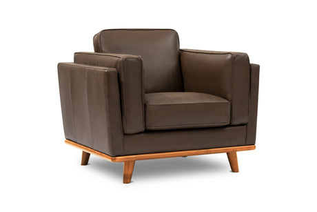 Valencia Artisan Leather Accent Chair, Chocolate Color