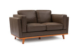 Valencia Artisan Top Grain Leather Loveseat Sofa, Chocolate Color
