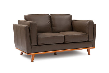 Valencia Artisan Top Grain Leather Loveseat Sofa, Chocolate Color