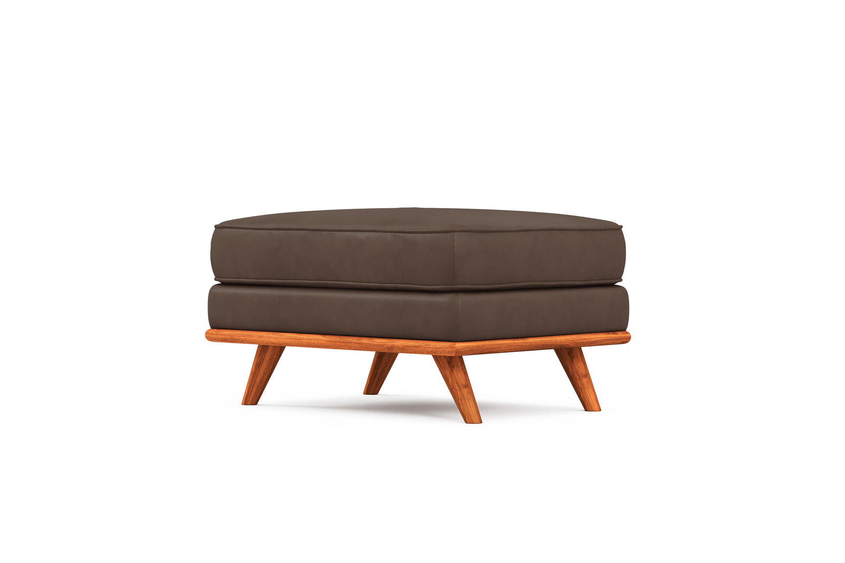 Valencia Artisan Top Grain Leather Ottoman, Chocolate Color