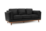 Valencia Artisan Wide Three Seats Leather Sofa, Black Color