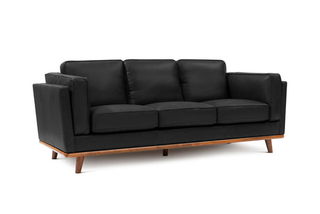 Valencia Artisan Wide Three Seats Leather Sofa, Black Color