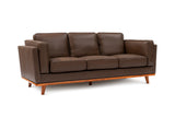Valencia Artisan Wide Three Seats Leather Sofa, Dark Chocolate Color