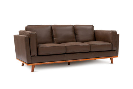 Valencia Artisan Wide Three Seats Leather Sofa, Dark Chocolate Color