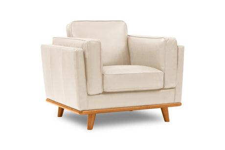 Valencia Artisan Leather Accent Chair, Beige Color