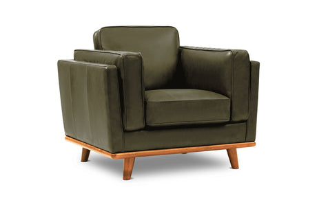 Valencia Artisan Leather Accent Chair, Dark Green Color