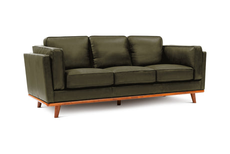 Valencia Artisan Wide Three Seats Leather Sofa, Dark Green Color