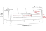 Valencia Artisan Wide Three Seats Leather Sofa, Light Grey