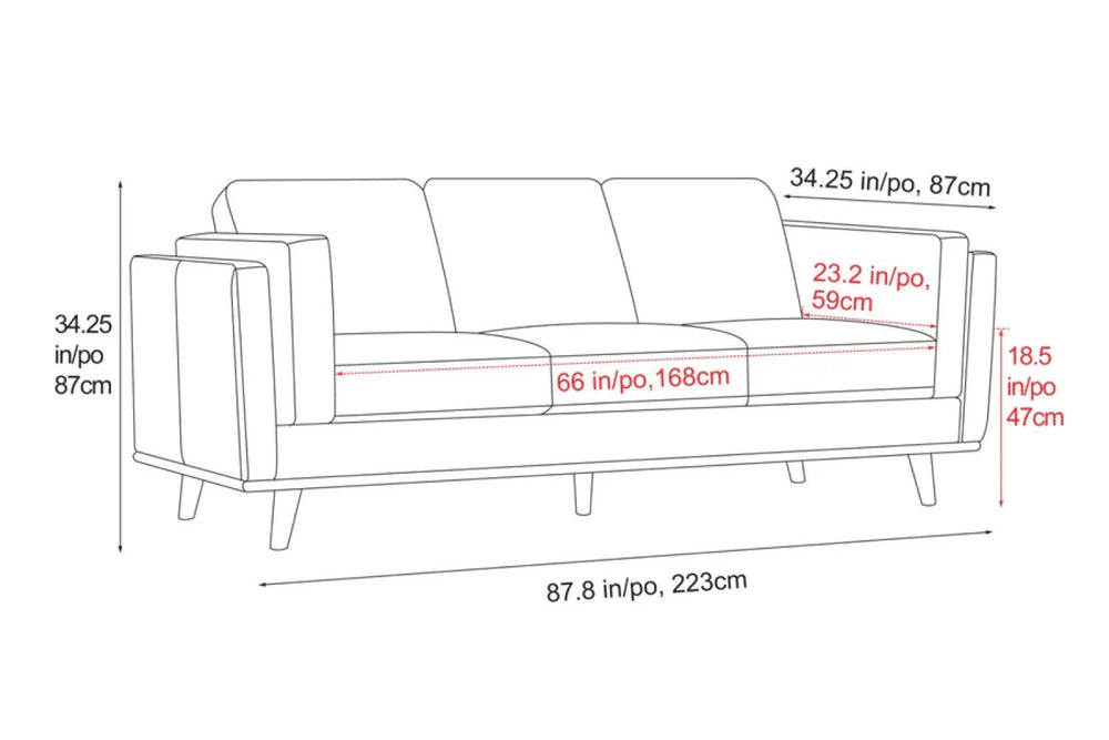 Valencia Artisan Swiss Linen Three Seat Sofa, Red