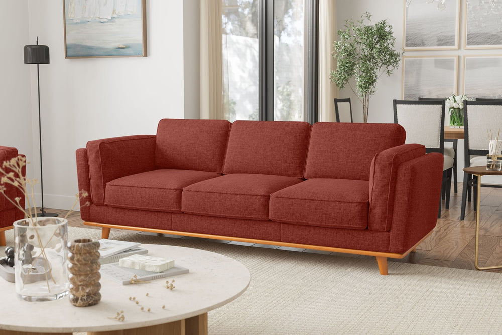 Valencia Artisan Swiss Linen Three Seat Sofa, Red