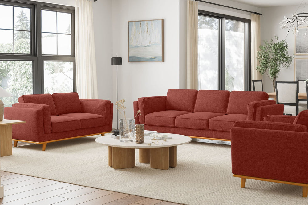 Valencia Artisan Swiss Linen Three Seat Sofa, Red