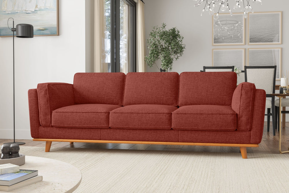 Valencia Artisan Swiss Linen Three Seat Sofa, Red