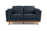 Valencia Artisan Top Grain Leather Loveseat Sofa, Blue Color