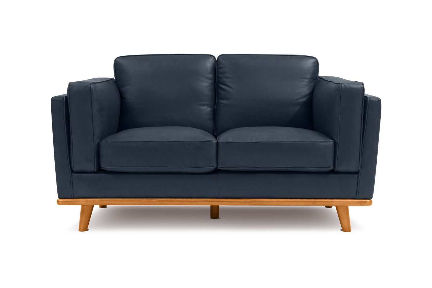 Valencia Artisan Top Grain Leather Loveseat Sofa, Blue Color